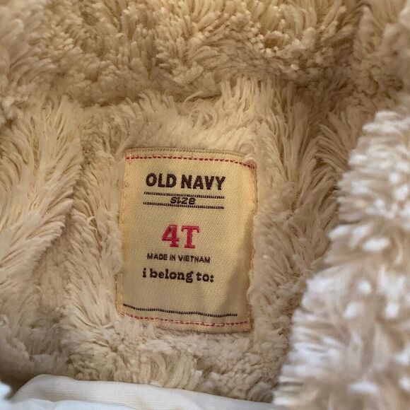 Old Navy Puffer Pea Coat Cream Size 4T - Picture 4 of 8